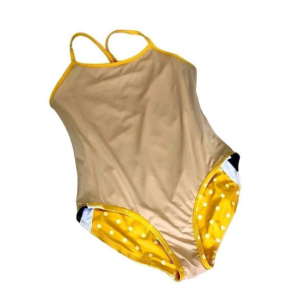 🌴 Old Navy Yellow/Navy Dot Swimsuit Girls XL - Picture 5 of 13
